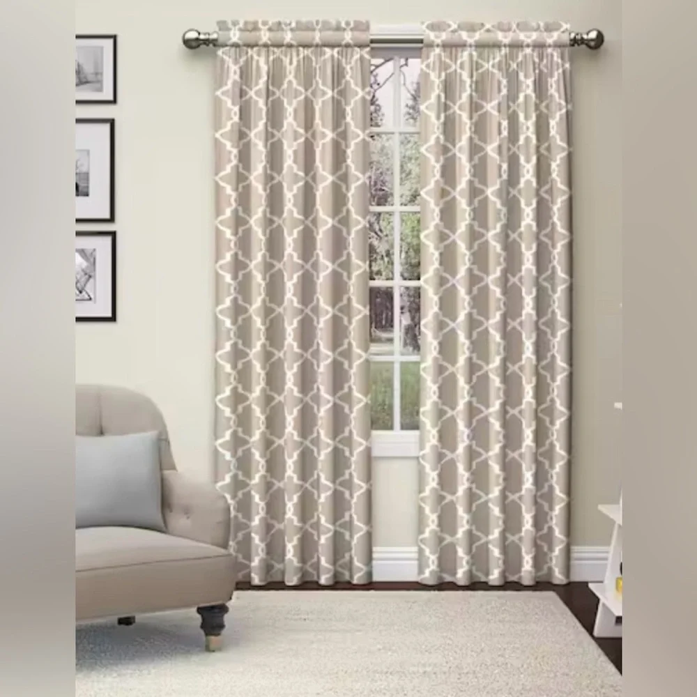 Taupe 56 in. W x 63 in. L Light Filtering Pair Rod Pocket Curtain 2 Pairs